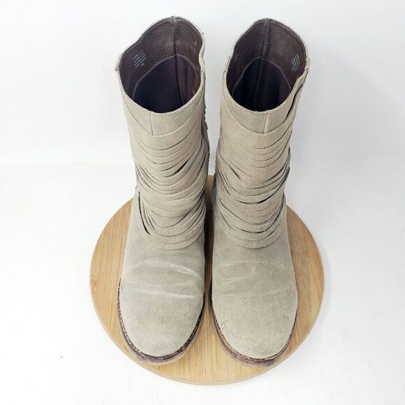 Matisse Ankle Boots Womens 7 Stryke Suede Slashed Western Moto Slouch Taupe - Picture 4 of 16